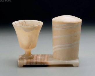 Goblet and cylindrical vase in stand