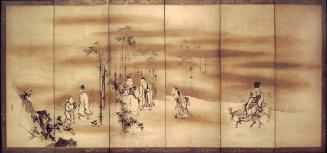 JAPANESE SCREEN: SEVEN SAGES OF THE BAMBOO GROVE