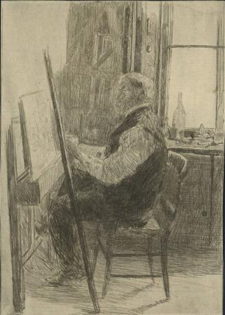 ARTIST SEATED AT EASEL