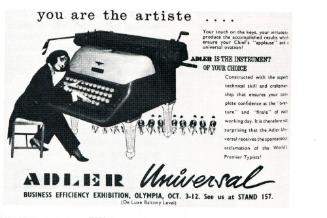 ADLER UNIVERSAL TYPEWRITER AD (IMAGE ONLY)