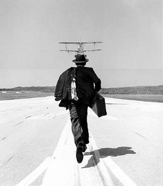 A.J. chasing Airplane, Orange County Airport, New York, 1998