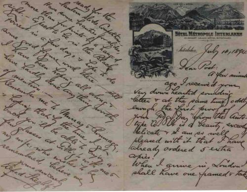 LETTER FROM ALFRED STEGLITZ TO WILLIAM B. POST