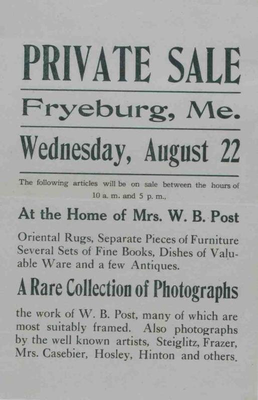 PRIVATE SALE, AUGUST 22, 1923