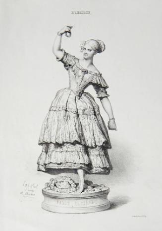 LITHOGRAPH OF BARRE'S STATUETTE OF FANNY ELSSLER DANCING THE CACHUCHA
