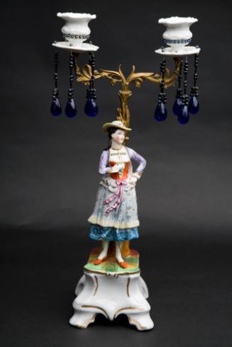 CANCELABRUM DECORATED WITH STATUETTE OF FANNY ELSSLER AS THE SWISS MILKMAID