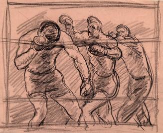 BOXER HANGS ON ROPES