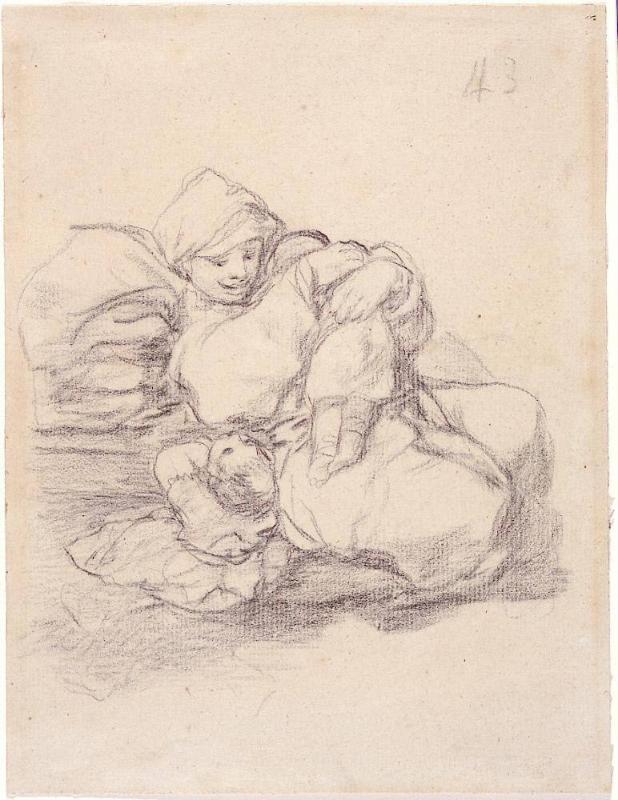Woman with Two Children (Sketch from a Bordeaux album, album H)