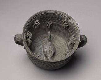 Handled Bowl with Bird and applied decoration (Búcaro de Indias)