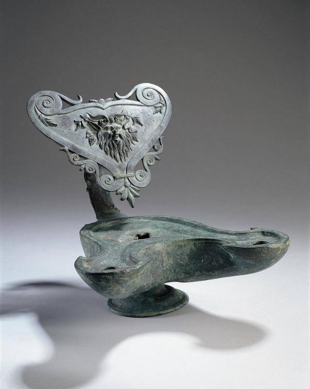 Double Wick Lamp with a Mask of Pan