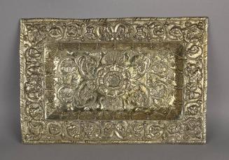 Tray Decorated with Chinchillas, Lions, Birds, and Flowers